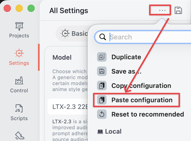 Draw Things paste configuration guide